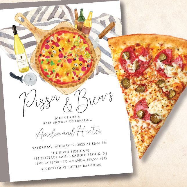 Pizza & Brew Couples Baby Shower Invitation (Creator Uploaded)
