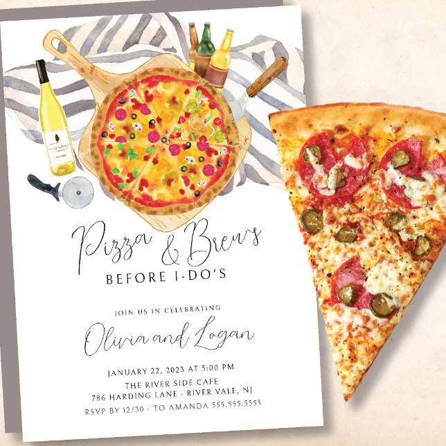 Pizza & Brew Rehearsal Dinner Invitation (Creator Uploaded)