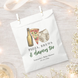 Pizza, Brews and Diapers too Baby shower  Favour Bags