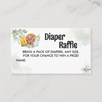 Pizza & Brews Diaper Raffle Baby Shower Enclosure Card