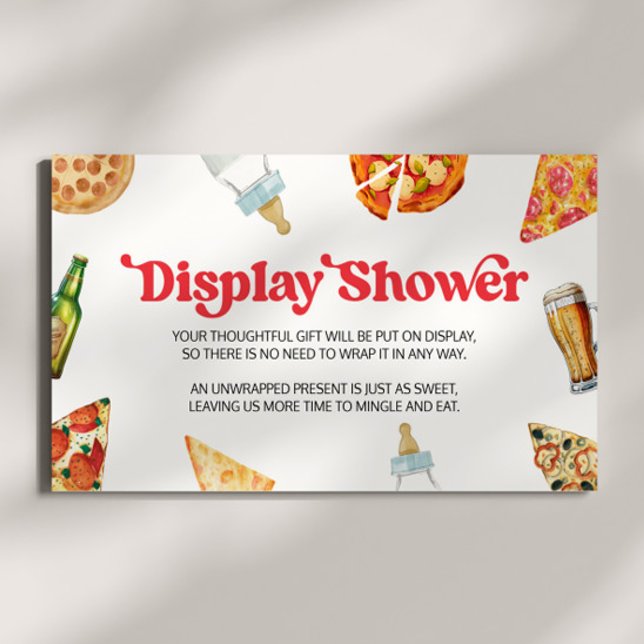 Pizza Brews Diapers Too Baby Shower Display Shower Enclosure Card (Creator Uploaded)