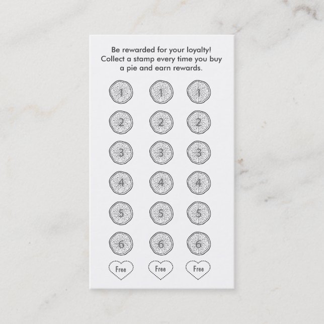 Pizza Business Card Customer Loyalty Card (Front)