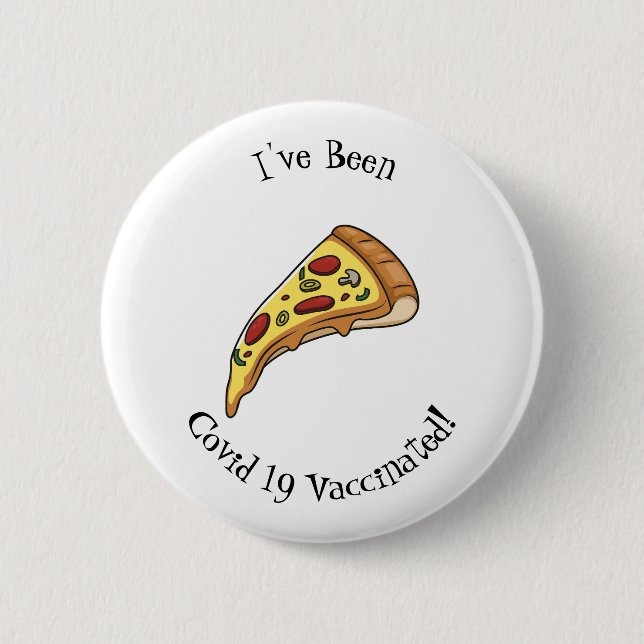Pizza cartoon illustration 6 cm round badge (Front)