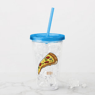 Pizza cartoon illustration acrylic tumbler
