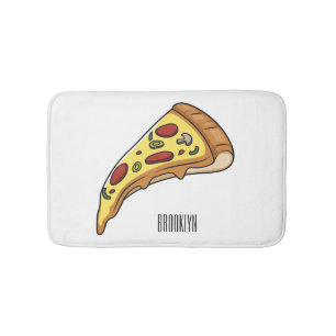 Pizza cartoon illustration bath mat