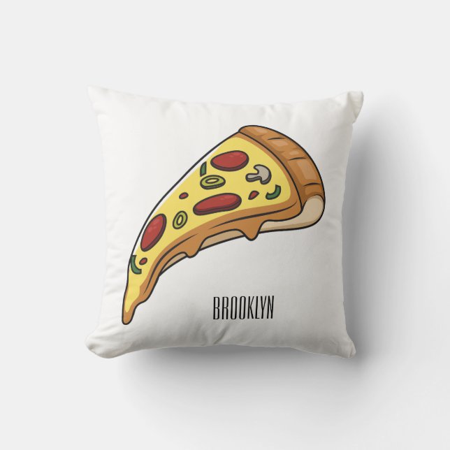Pizza cartoon illustration cushion (Front)