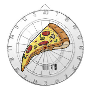Pizza cartoon illustration  dartboard