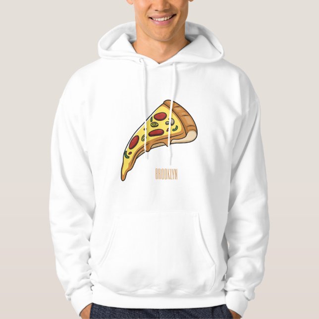 Pizza cartoon illustration hoodie (Front)