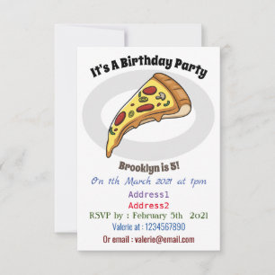 Pizza cartoon illustration invitation