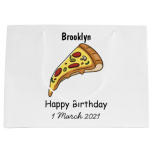 Pizza cartoon illustration large gift bag