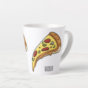 Pizza cartoon illustration latte mug