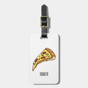 Pizza cartoon illustration luggage tag