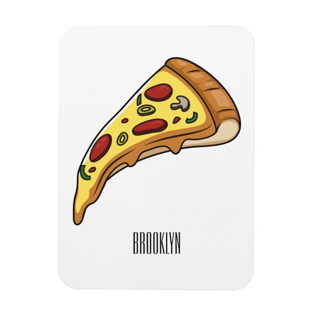 Pizza cartoon illustration magnet (Vertical)