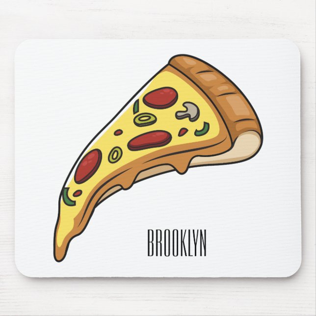 Pizza cartoon illustration mouse mat (Front)