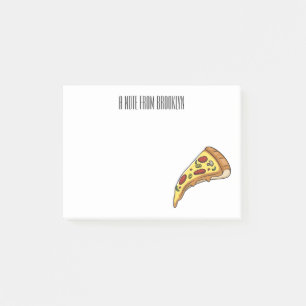 Pizza cartoon illustration  post-it notes