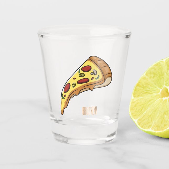 Pizza cartoon illustration  shot glass (Front)