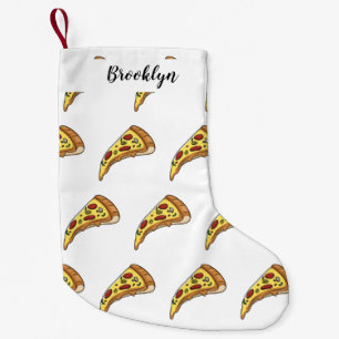 Pizza cartoon illustration small christmas stocking