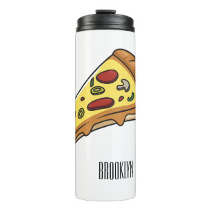 Pizza cartoon illustration thermal tumbler