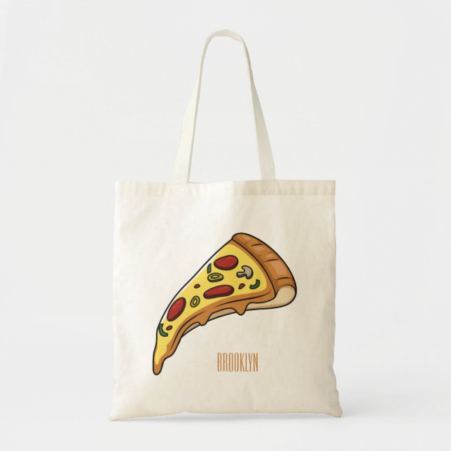 Pizza cartoon illustration tote bag (Front)