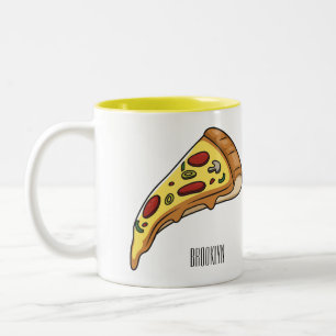 Pizza cartoon illustration  Two-Tone coffee mug