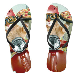 Pizza cat - cat - pizza delivery flip flops