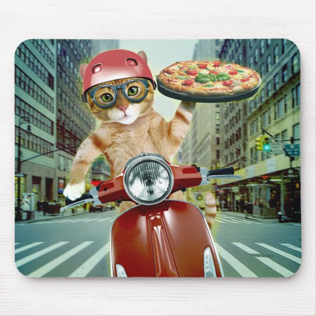 Pizza cat - cat - pizza delivery mouse mat (Front)