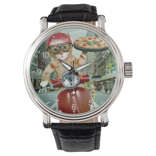 Pizza cat - cat - pizza delivery watch (Front)