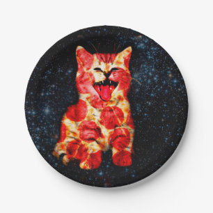 Pizza cat in space paper plate