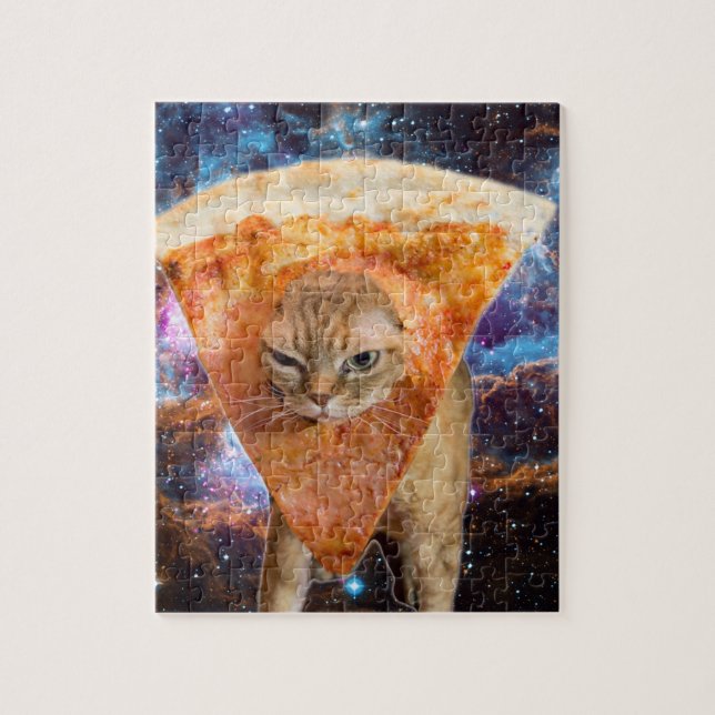 Pizza Cat in Space Wearing Pizza Slice Jigsaw Puzzle (Vertical)