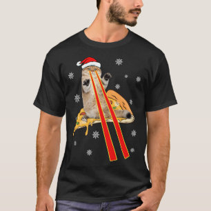 Pizza Cat With Laser Eyes Funny Cat Christmas Pizz T-Shirt