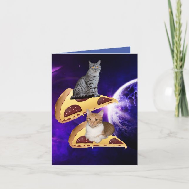 PIZZA CATS IN SPACE CAT BIRTHDAY CARDS (Front)