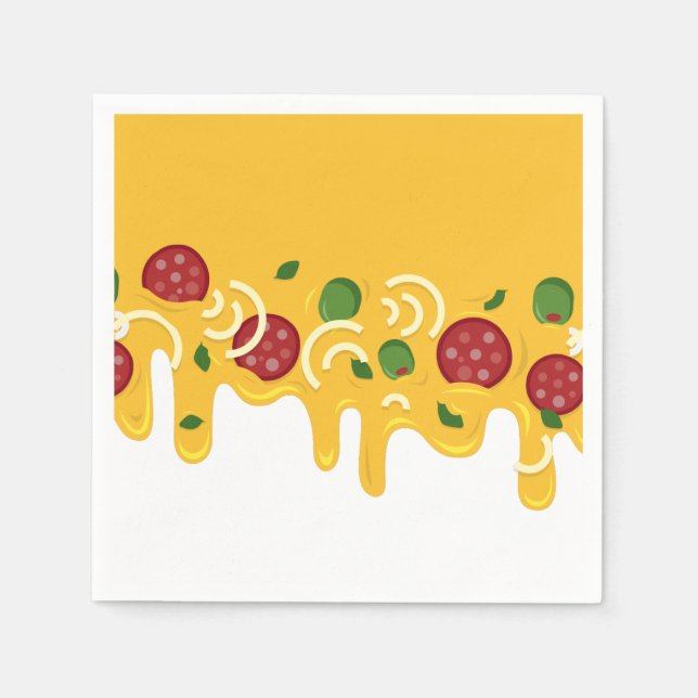 Pizza cheese and pepperonis fun kid retro pattern napkin (Front)