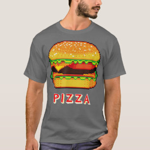 PIZZA + CHEESEBURGER 8 bit Piel 80s Arcade Gamer O T-Shirt