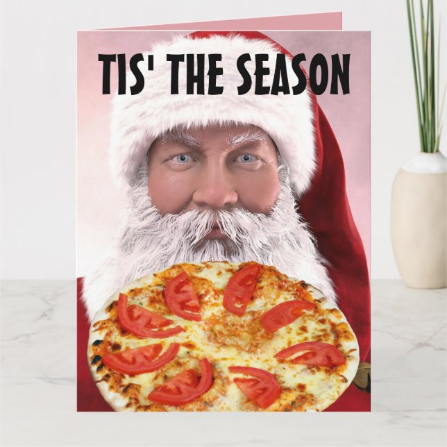  PIZZA CHRISTMAS SANTA BIG GREETING CARDS (Front)