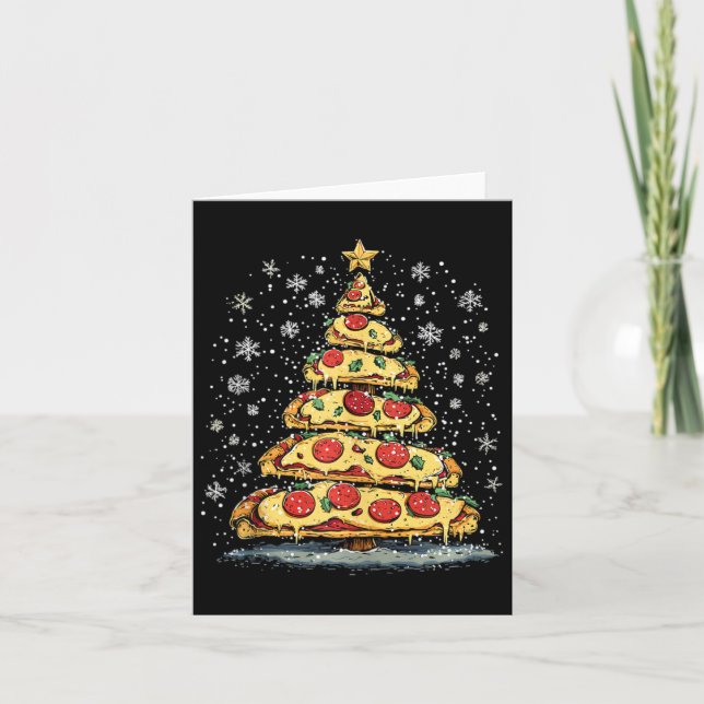 Pizza Christmas Tree Fast Food Xmas For Men Women  Card (Front)