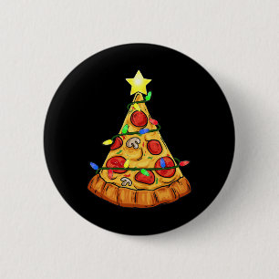 Pizza Christmas Tree Lights Fun Boys Kids Xmas  6 Cm Round Badge