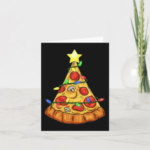 Pizza Christmas Tree Lights Fun Boys Kids Xmas  Card