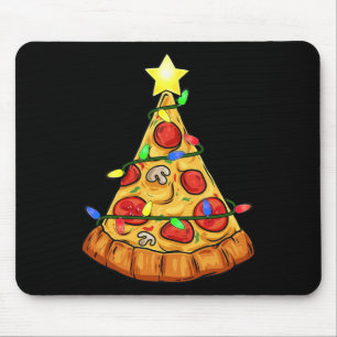 Pizza Christmas Tree Lights Fun Boys Kids Xmas Mouse Mat