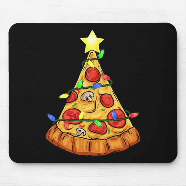 Pizza Christmas Tree Lights Fun Boys Kids Xmas  Mouse Mat (Front)