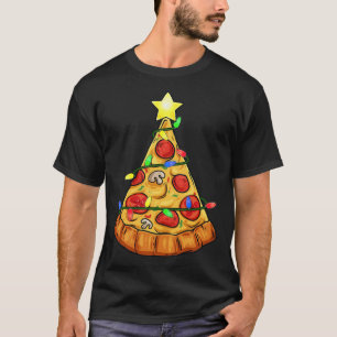 Pizza Christmas Tree Lights Fun Boys Kids Xmas  T-Shirt