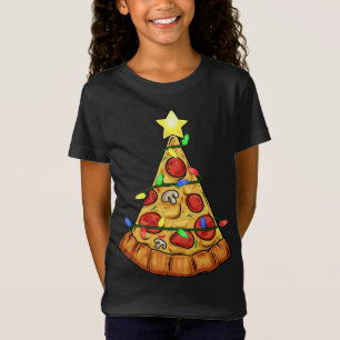Pizza Christmas Tree Lights Funny Boys Kids Xmas T-Shirt