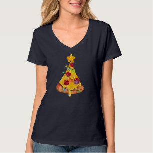 Pizza Christmas Tree Lights Merry Xmas Crustmas Bo T-Shirt