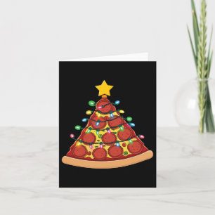 Pizza Christmas Tree Lights Xmas Boys Men Crustmas Card