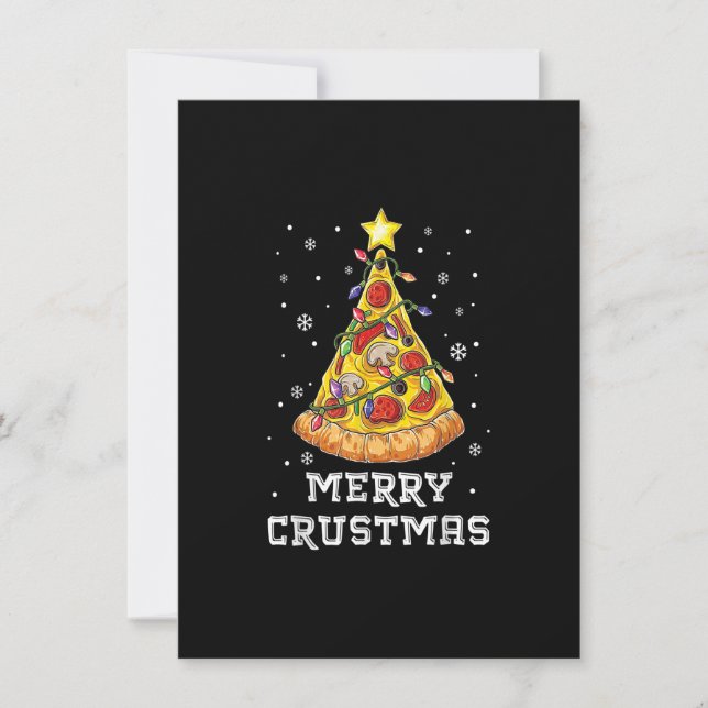 Pizza Christmas Tree Lights Xmas Boys Men Crustmas Invitation (Front)