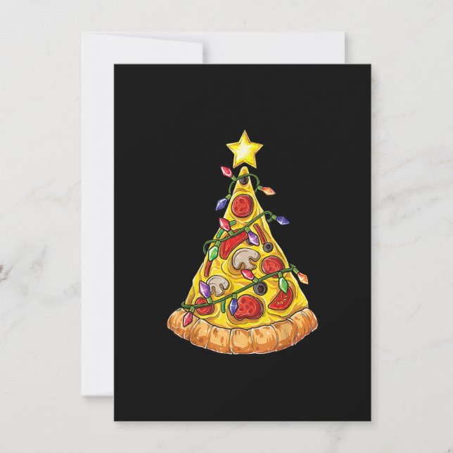 Pizza Christmas Tree Lights Xmas Boys Men Crustmas Invitation (Front)