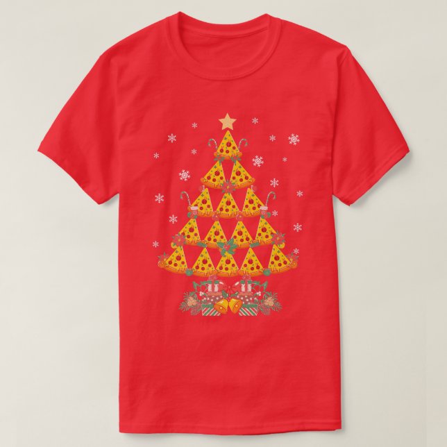 Pizza Christmas Tree Lights Xmas Boys Men Crustmas T-Shirt (Design Front)