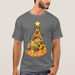 Pizza Christmas Tree Lights Xmas Boys Men Crustmas T-Shirt