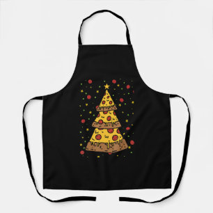 pizza christmas tree lights xmas men boys apron
