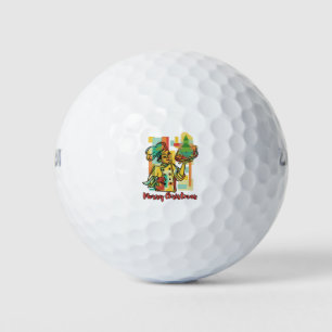 Pizza Christmas Tree - Pizza chef Xmas greating Golf Balls