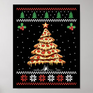 Pizza Christmas Tree Ugly Christmas Sweater Xmas F Poster